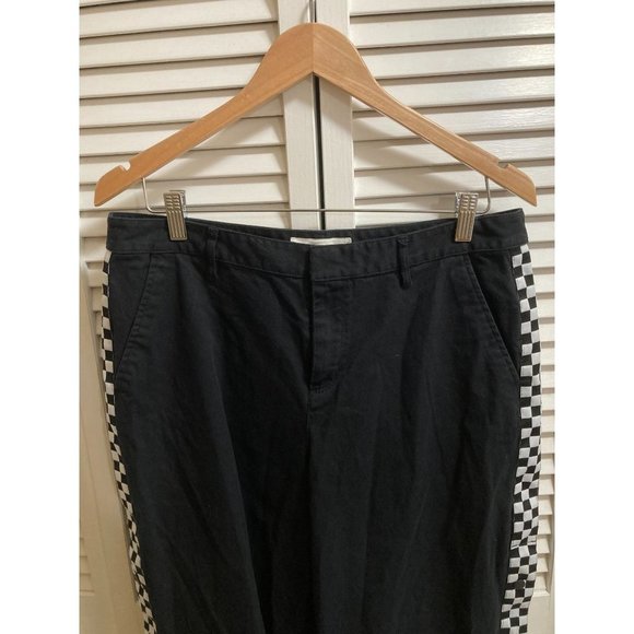 Vans Black Wide Leg Checkerboard Taping Pants Jean Button Up Legs Womens Size 30 - Picture 2 of 9